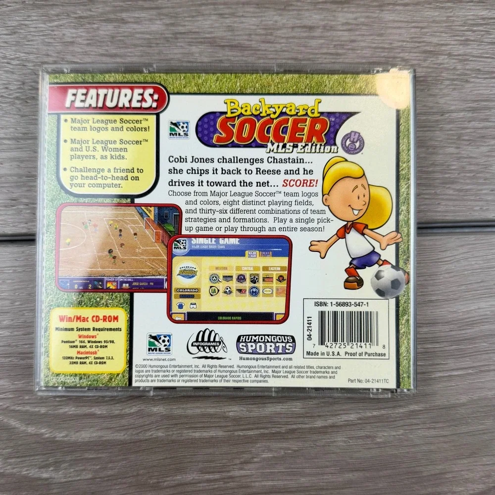 Humongous Sports Unisex Backyard Soccer MLS Edition PC Mac CD-ROM 2000 OS